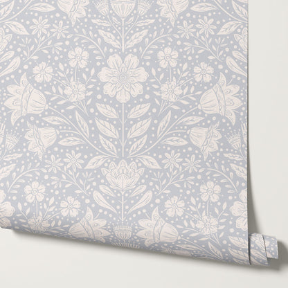 Raelynn Midsummer Bloom Soft Blue Wallpaper