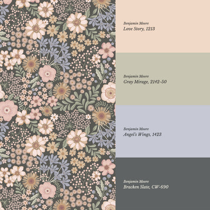 Corinne Summer Garden Slate Wallpaper