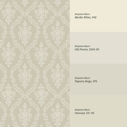 Dace Botanic Damask Stone Ivory Wallpaper