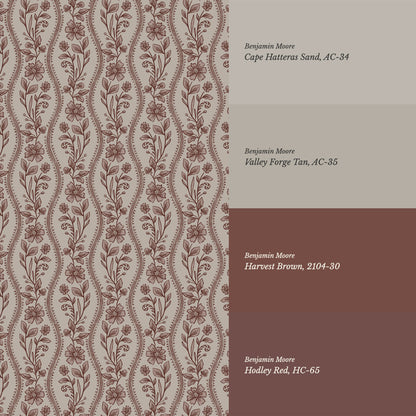 Diana Vintage Vines Mahogany Mauve Wallpaper