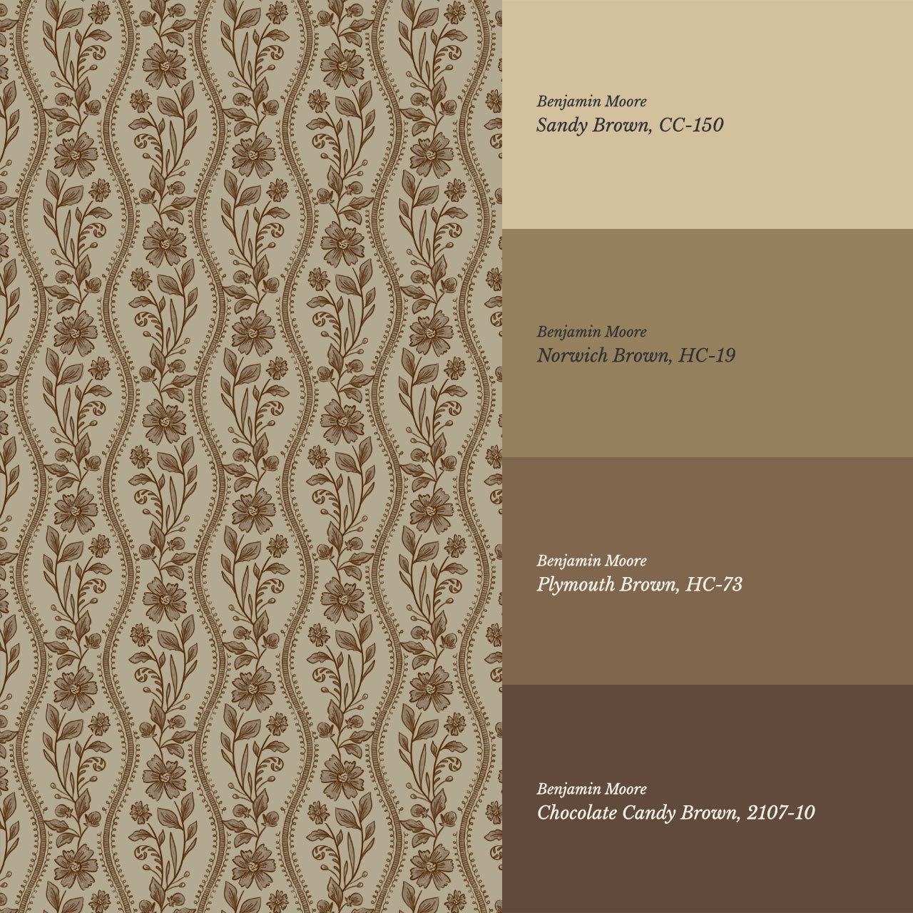 Diana Vintage Vines Old Beige Brick Wallpaper