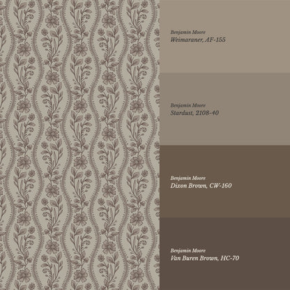 Diana Vintage Vines Stone Gray Brown Wallpaper