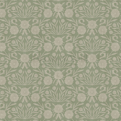 Daisy Antique Motif Green Powder Gray Wallpaper