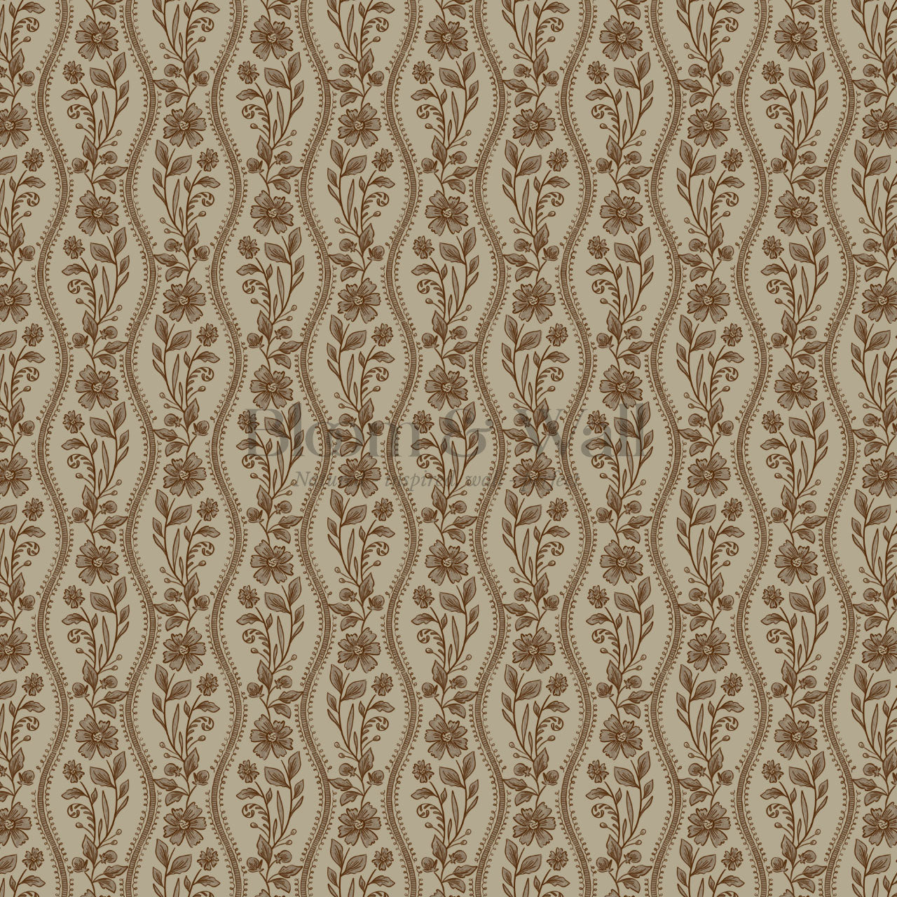 Diana Vintage Vines Old Beige Brick Wallpaper