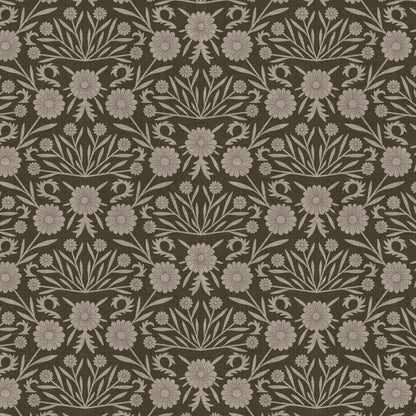 Daisy Antique Motif Sandstone Brown Wallpaper