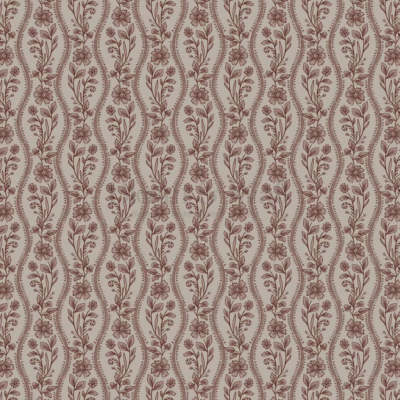 Diana Vintage Vines Mahogany Mauve Wallpaper