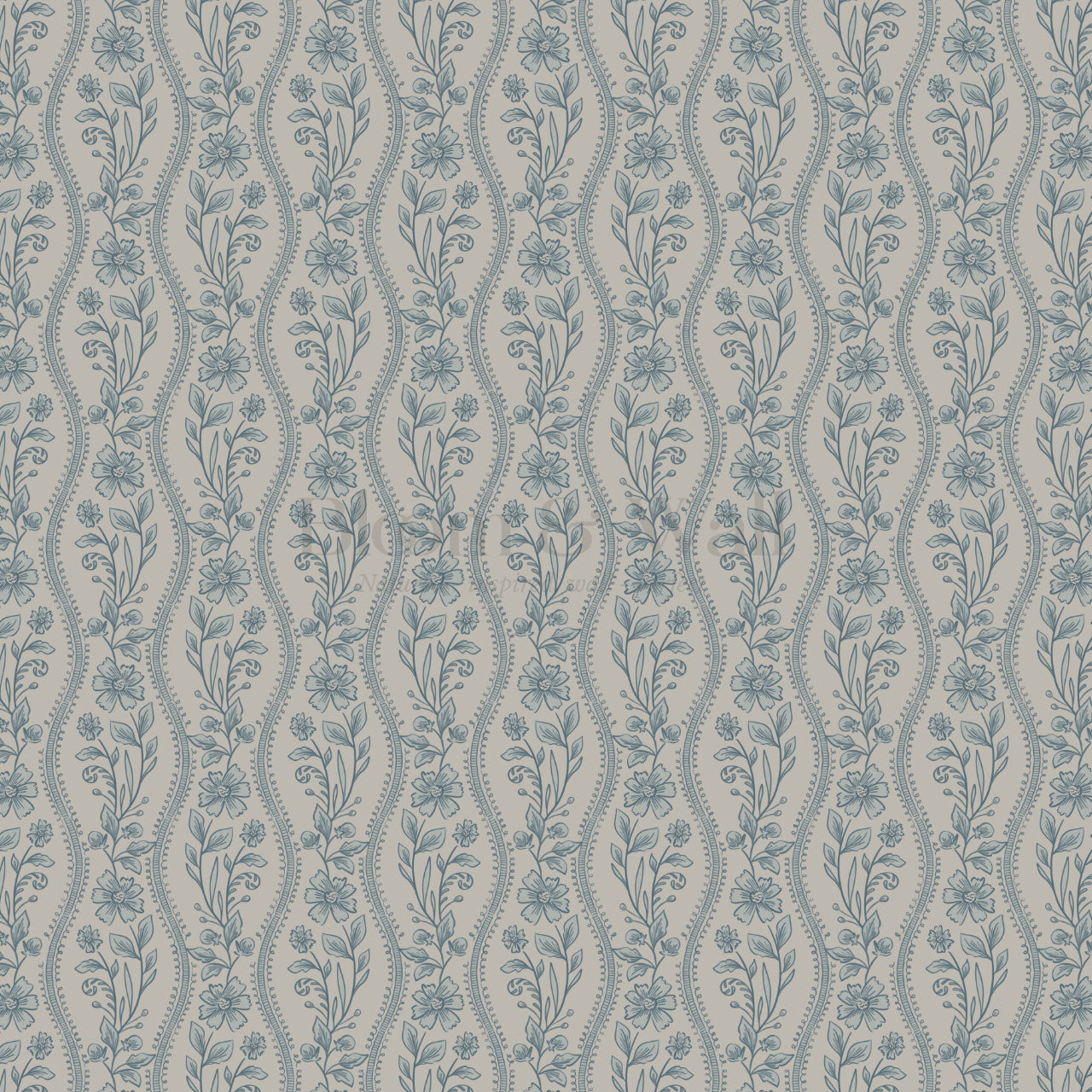 Diana Vintage Vines Haze Gray Blue Wallpaper
