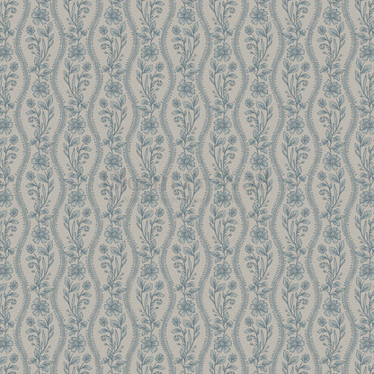 Diana Vintage Vines Haze Gray Blue Wallpaper