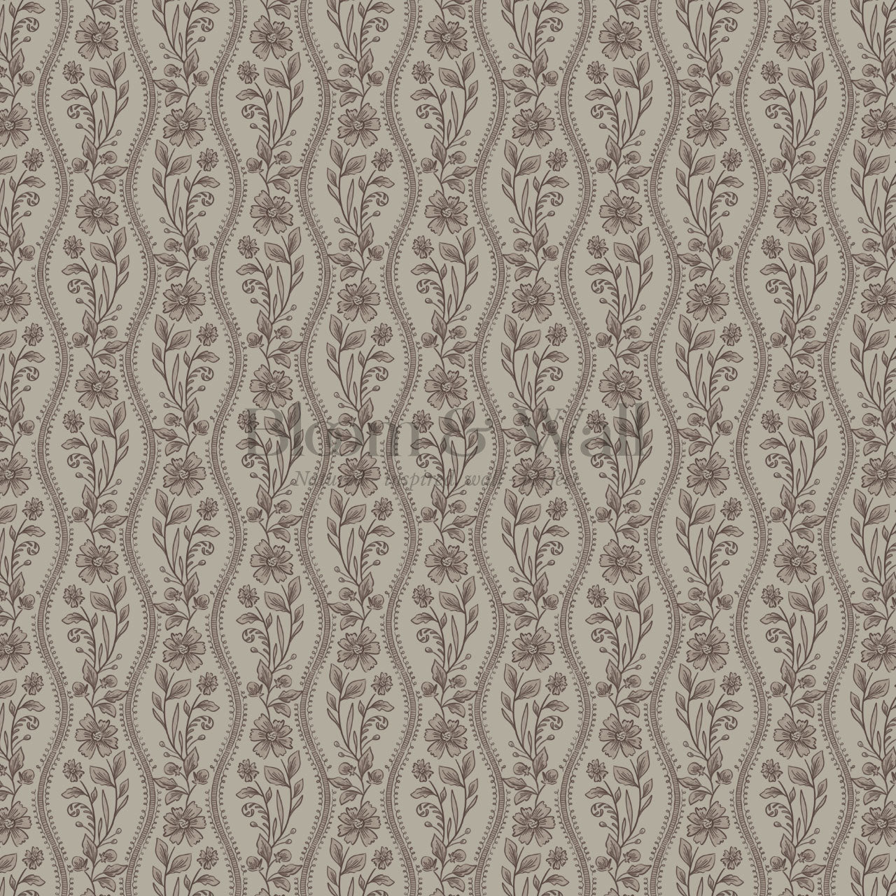 Diana Vintage Vines Stone Gray Brown Wallpaper