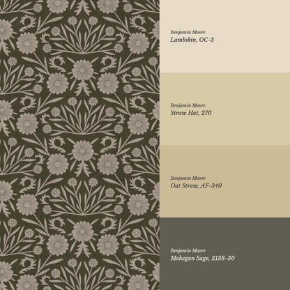 Daisy Antique Motif Sandstone Brown Wallpaper
