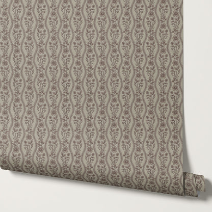 Diana Vintage Vines Stone Gray Brown Wallpaper