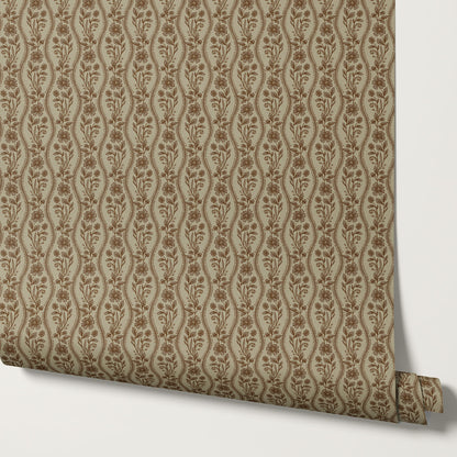 Diana Vintage Vines Old Beige Brick Wallpaper