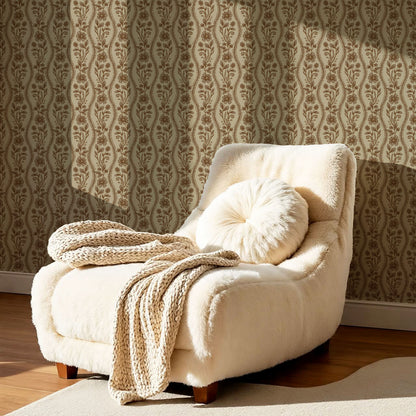 Diana Vintage Vines Old Beige Brick Wallpaper