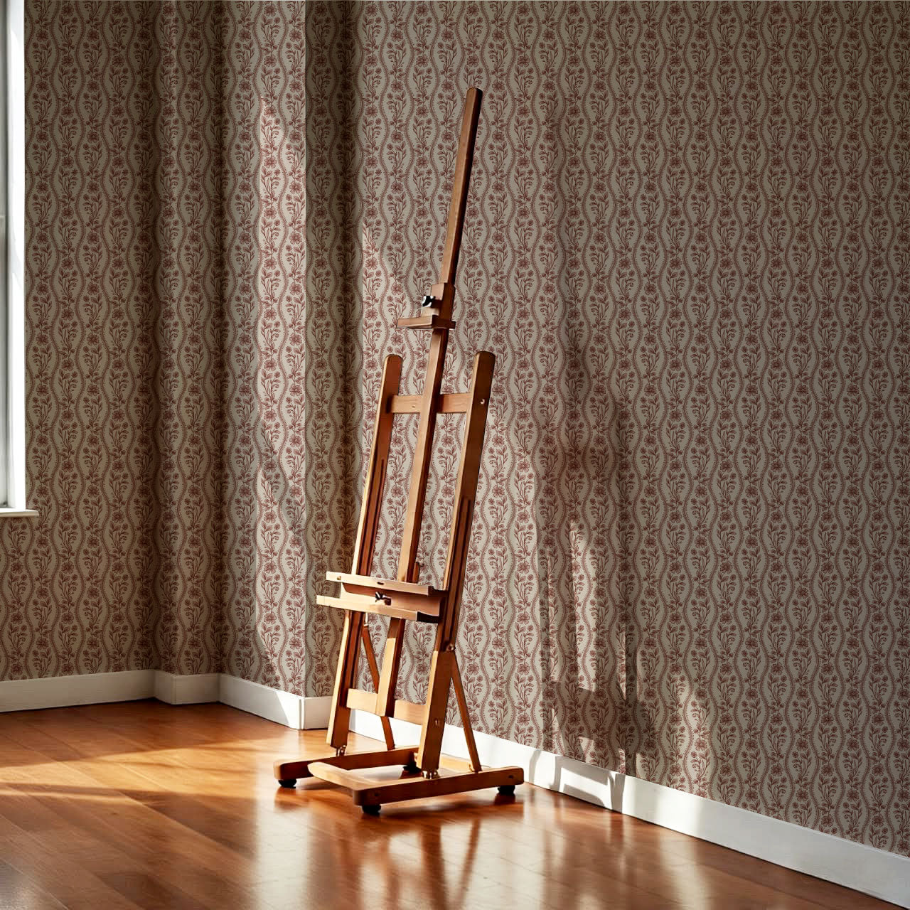 Diana Vintage Vines Mahogany Mauve Wallpaper