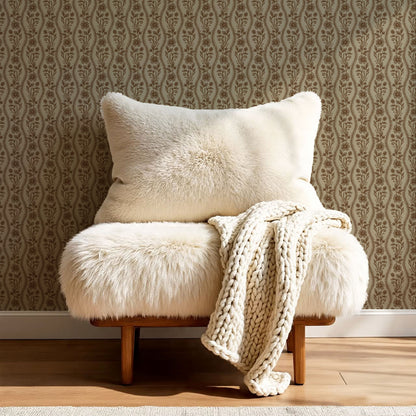 Diana Vintage Vines Old Beige Brick Wallpaper