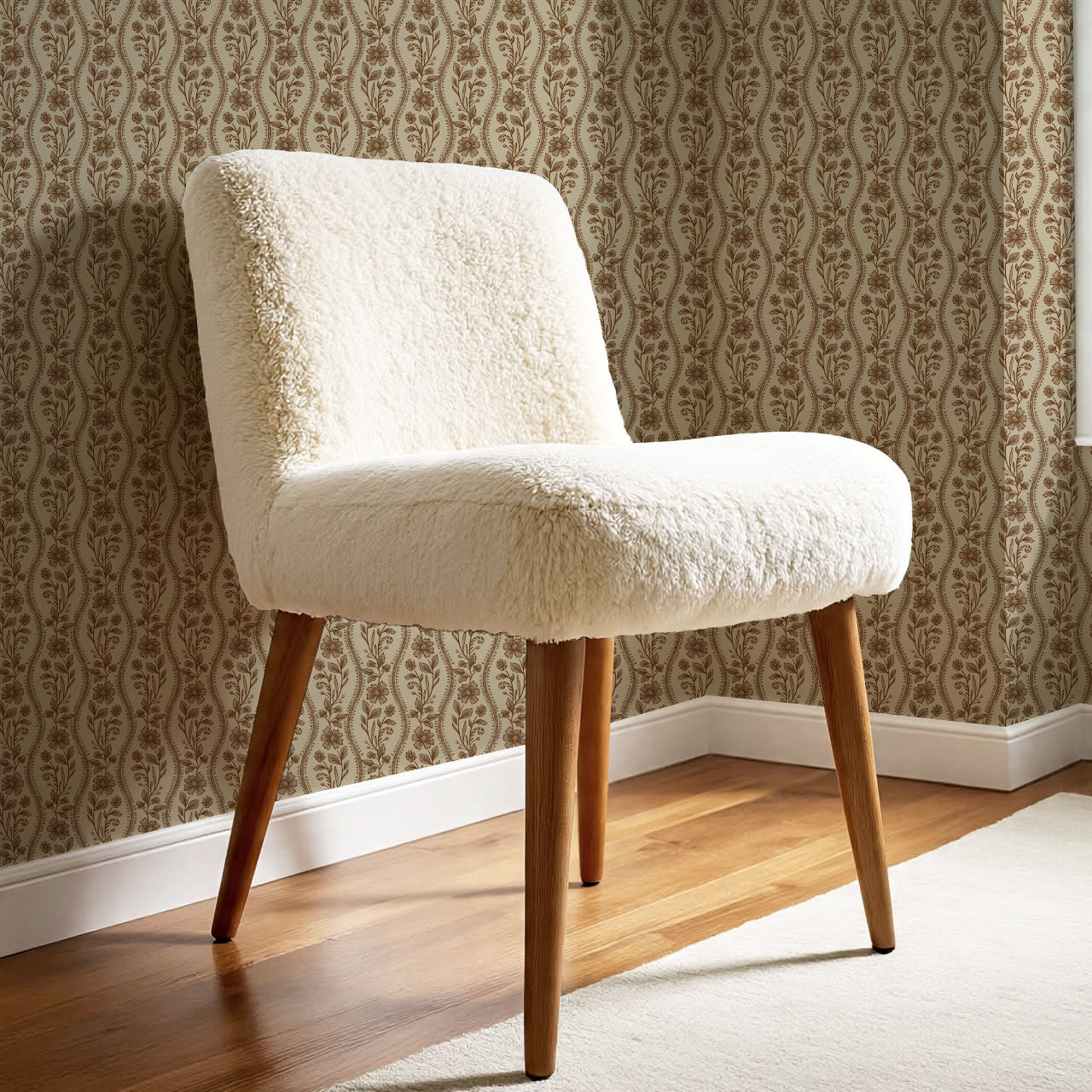 Diana Vintage Vines Old Beige Brick Wallpaper