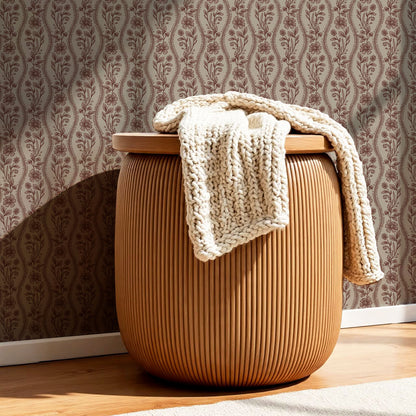 Diana Vintage Vines Mahogany Mauve Wallpaper