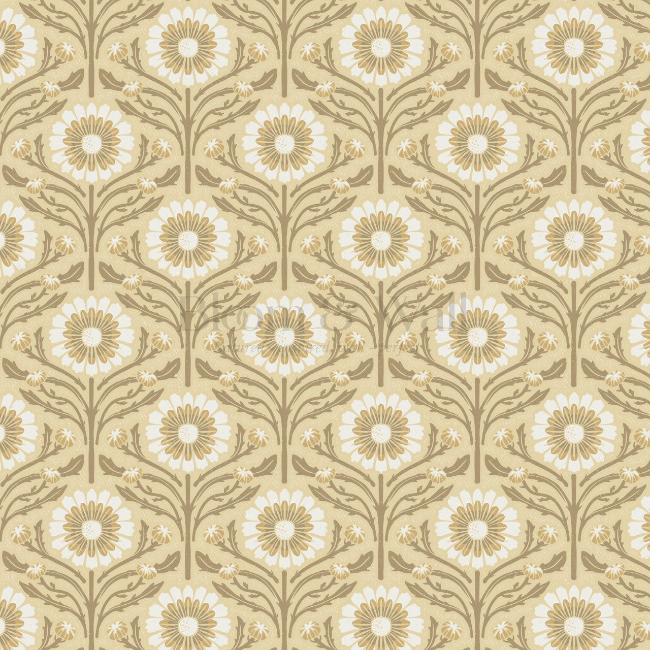 Daisy Blooms Gold Wallpaper