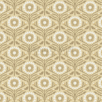 Daisy Blooms Gold Wallpaper