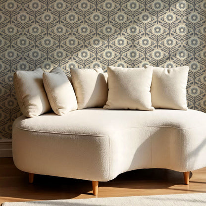 Daisy Blooms Slate Blue Wallpaper