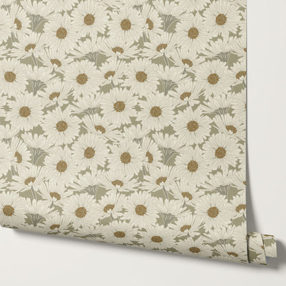 Daisy Chains Sage Wallpaper