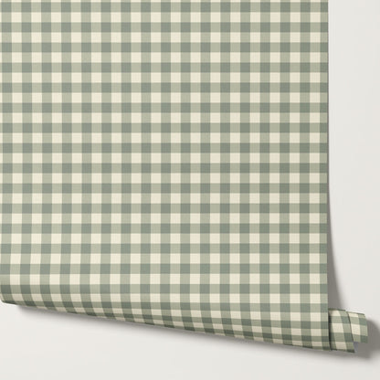 Dakota Gingham Butter Green Wallpaper