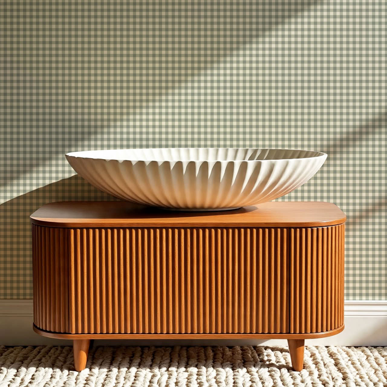Dakota Gingham Butter Green Wallpaper
