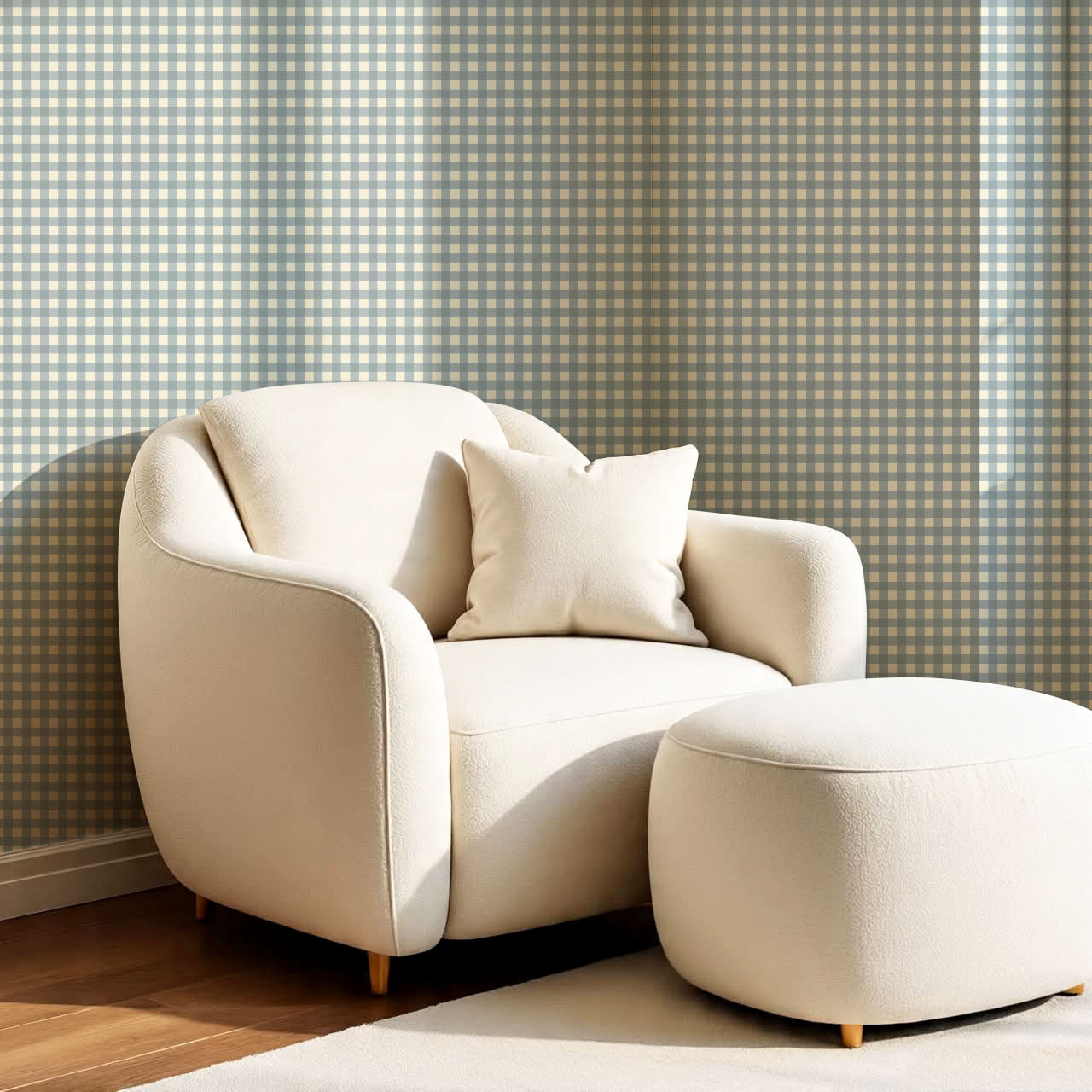 Dakota Gingham Slate Blue Wallpaper