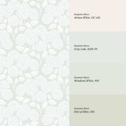 Dalia Hydrangea Cascade Soft Pastel Sage Wallpaper