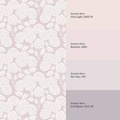 Dalia Hydrangea Cascade Soft Rose Cream Wallpaper
