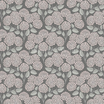 Dalia Hydrangea Cascade Gray Stone Pale Blush Wallpaper