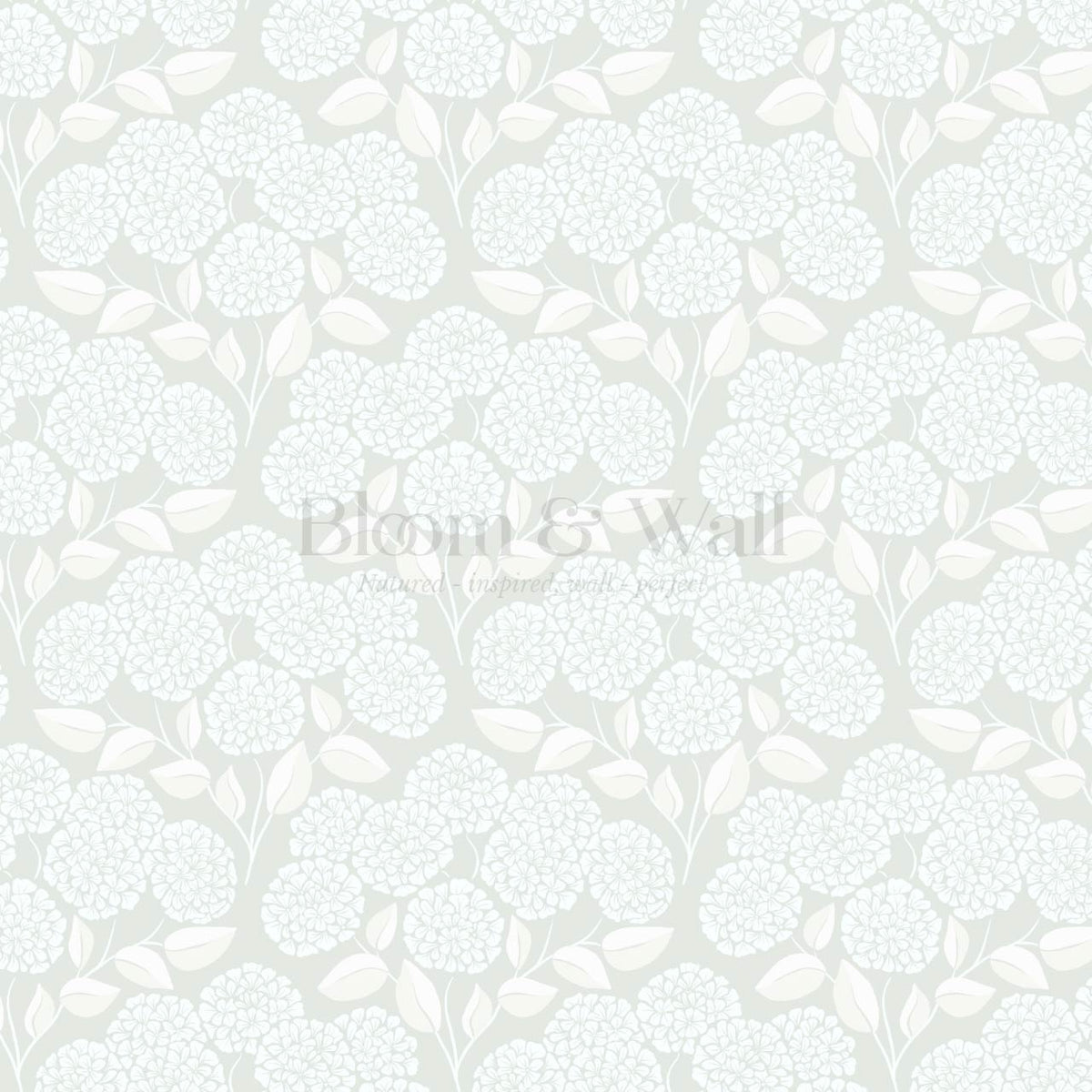 Dalia Hydrangea Cascade Soft Pastel Sage Wallpaper