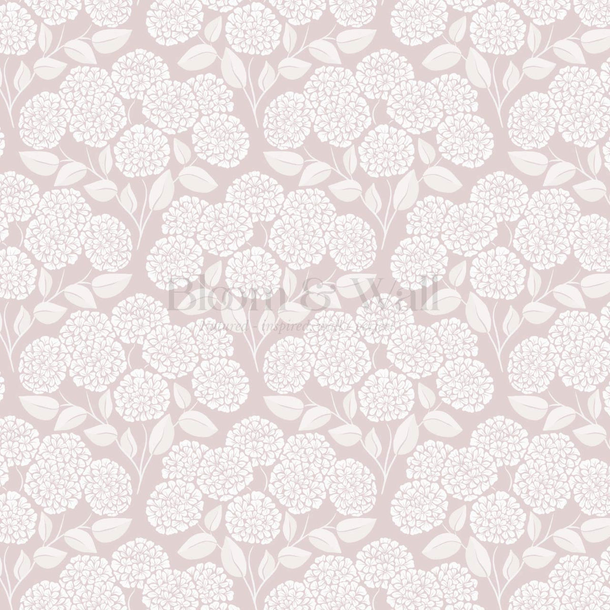 Dalia Hydrangea Cascade Soft Rose Cream Wallpaper