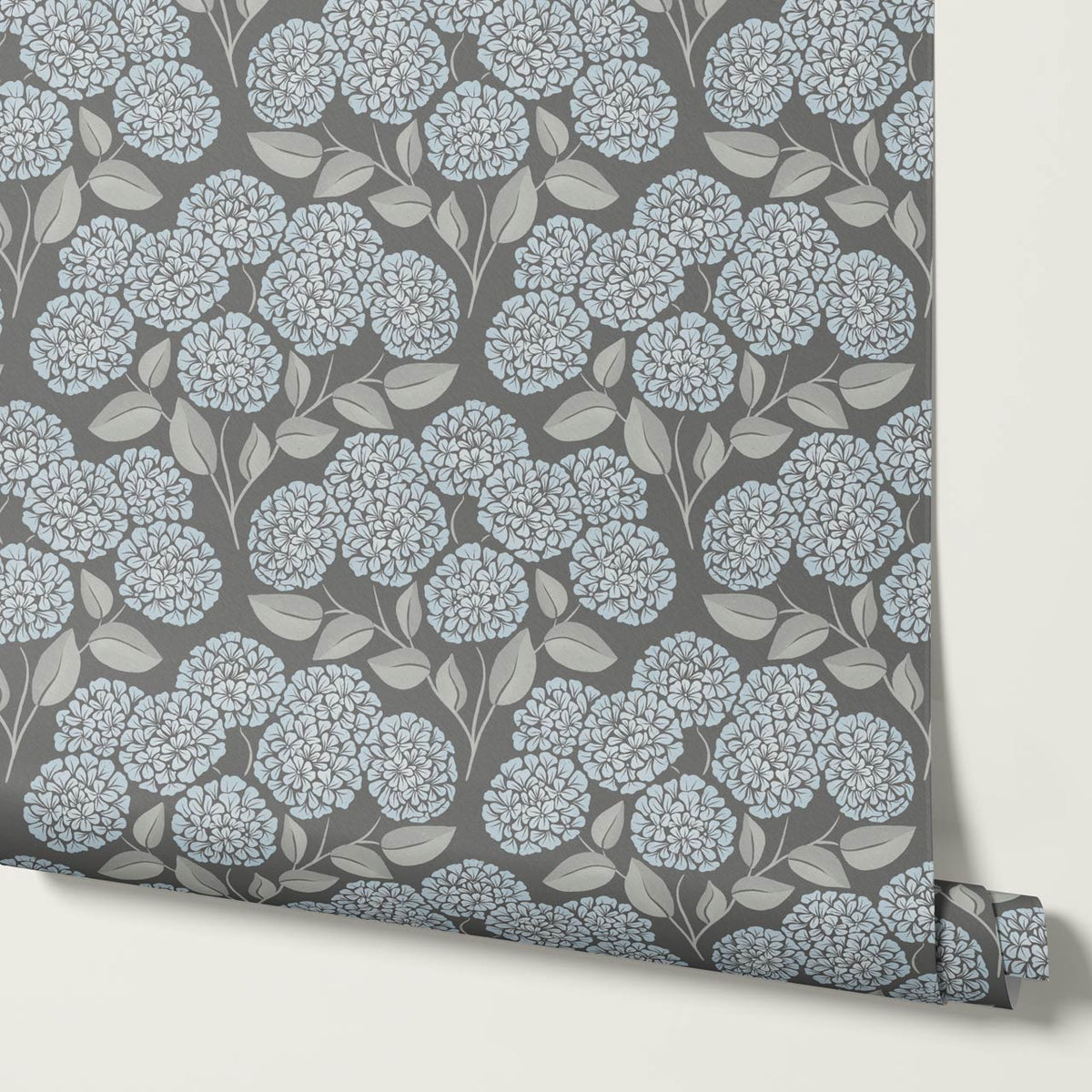 Dalia Hydrangea Cascade Gray Stone Pale Sky Wallpaper