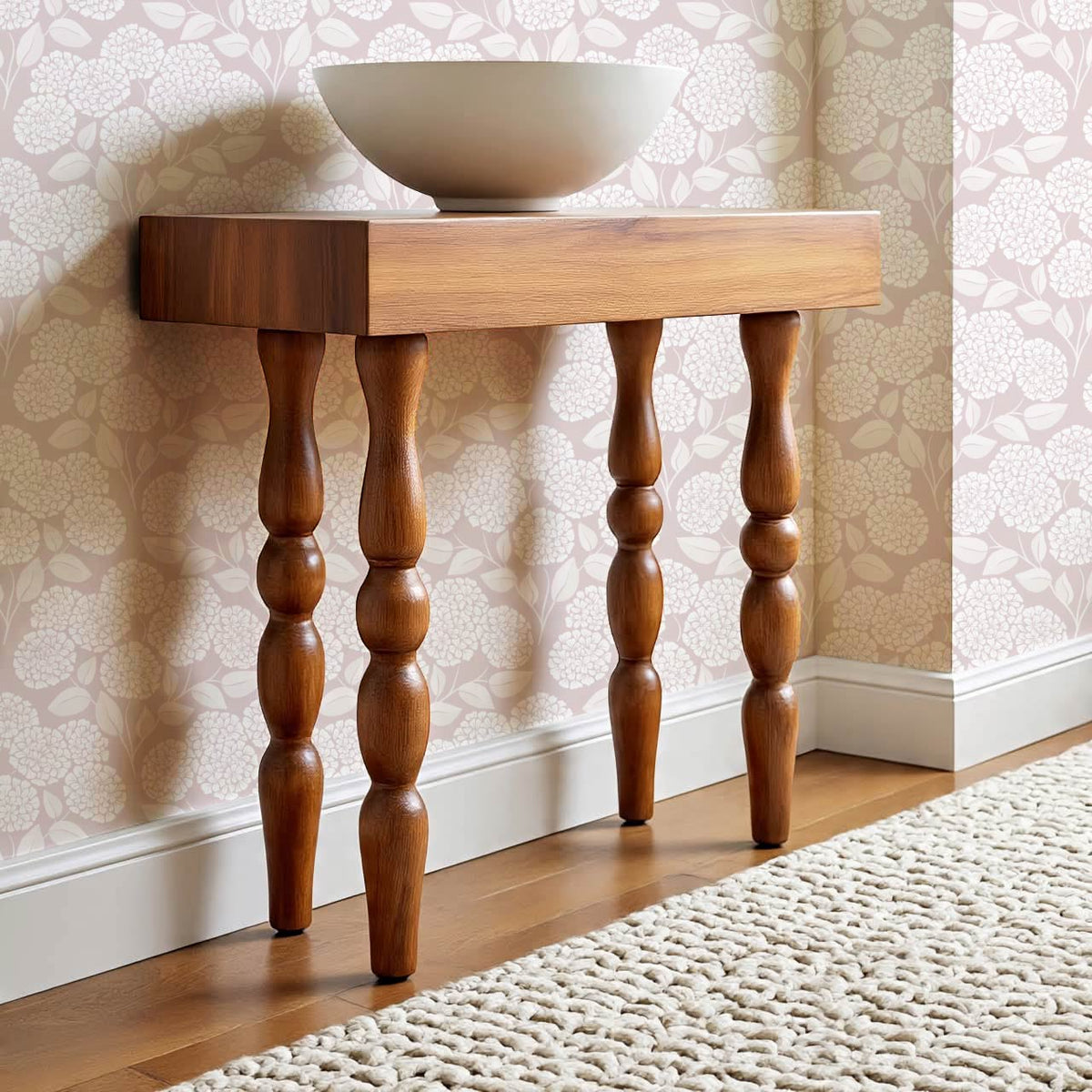 Dalia Hydrangea Cascade Soft Rose Cream Wallpaper