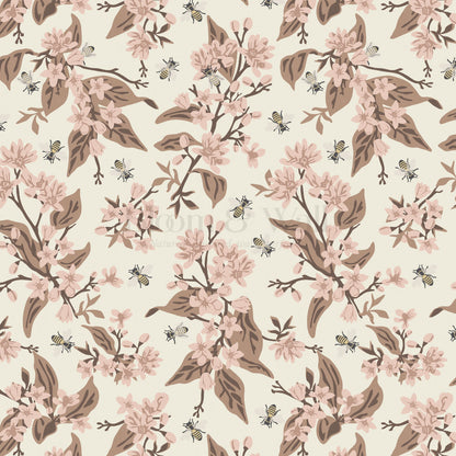 Danna Flowers & Bees Mauve Wallpaper