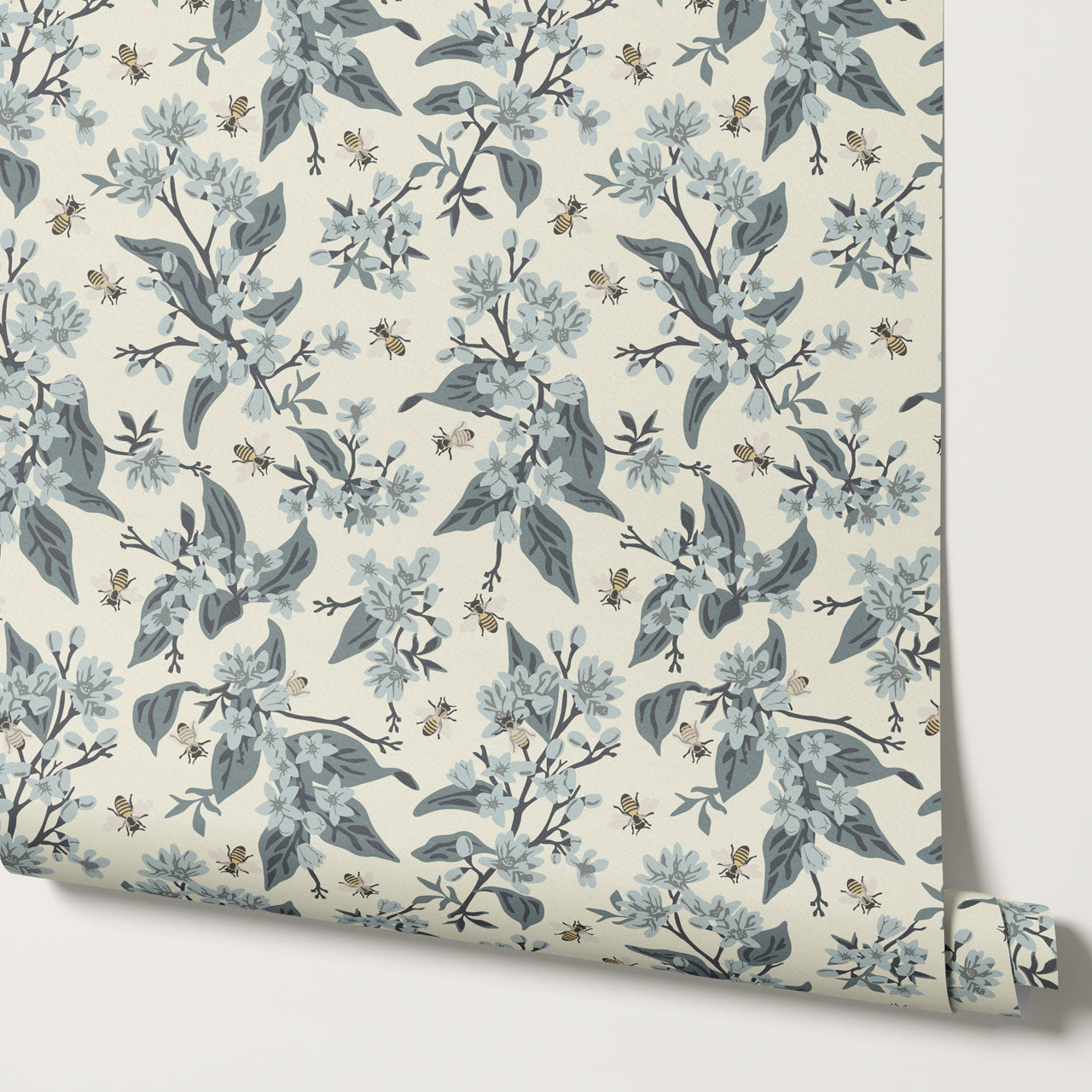 Danna Flowers & Bees Soft Slate Wallpaper