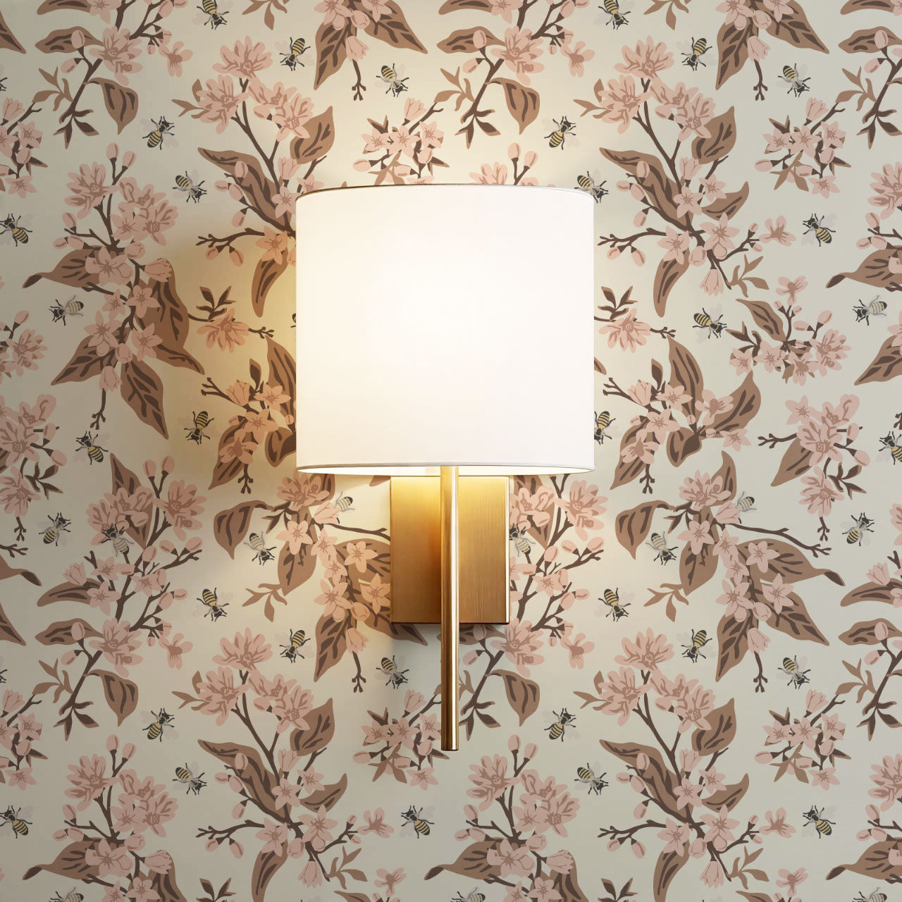 Danna Flowers & Bees Mauve Wallpaper