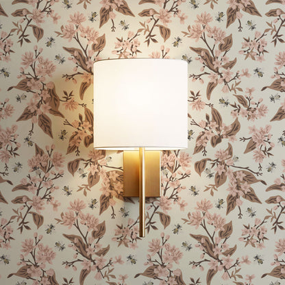 Danna Flowers & Bees Mauve Wallpaper