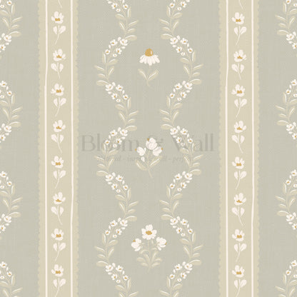 Daria Daisy Floral Vines Sage Wallpaper