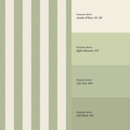 Darta Cabana Stripes Fern Cream Wallpaper