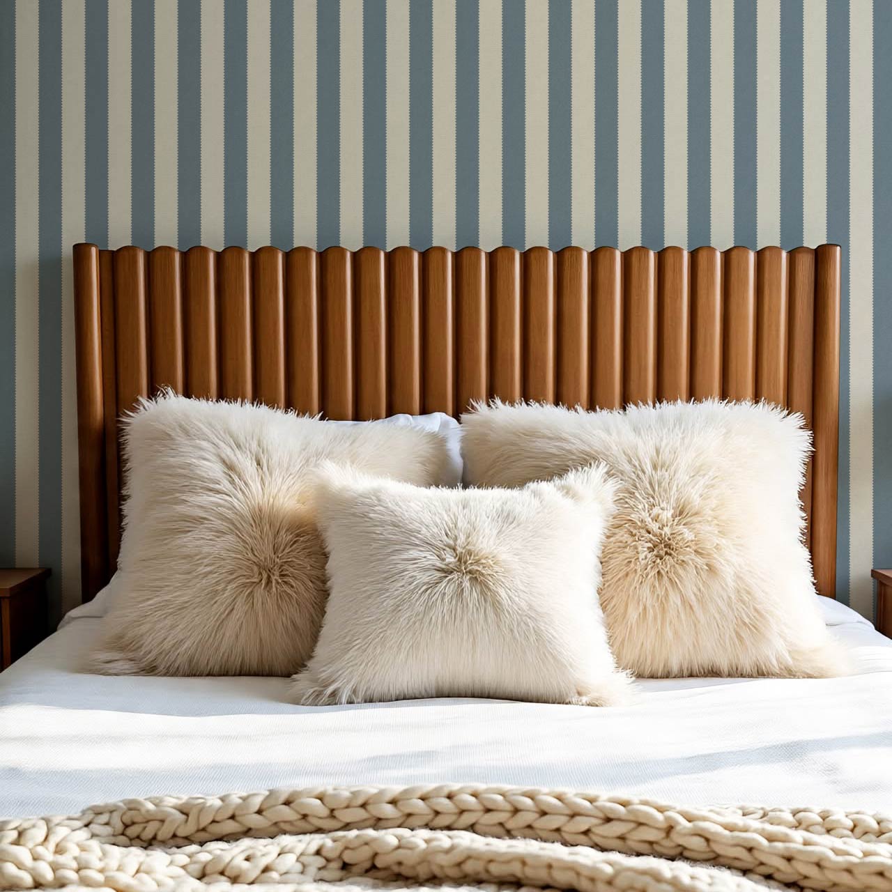 Darta Cabana Stripes Blue Stone Wallpaper