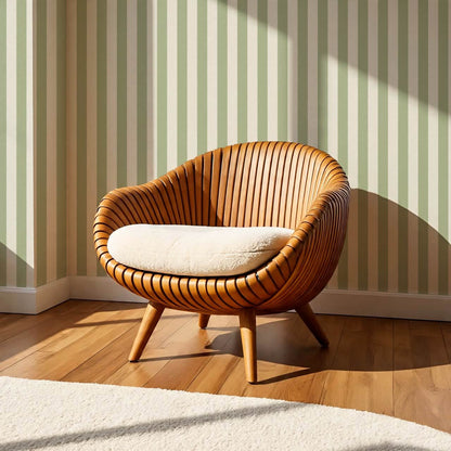 Darta Cabana Stripes Fern Cream Wallpaper