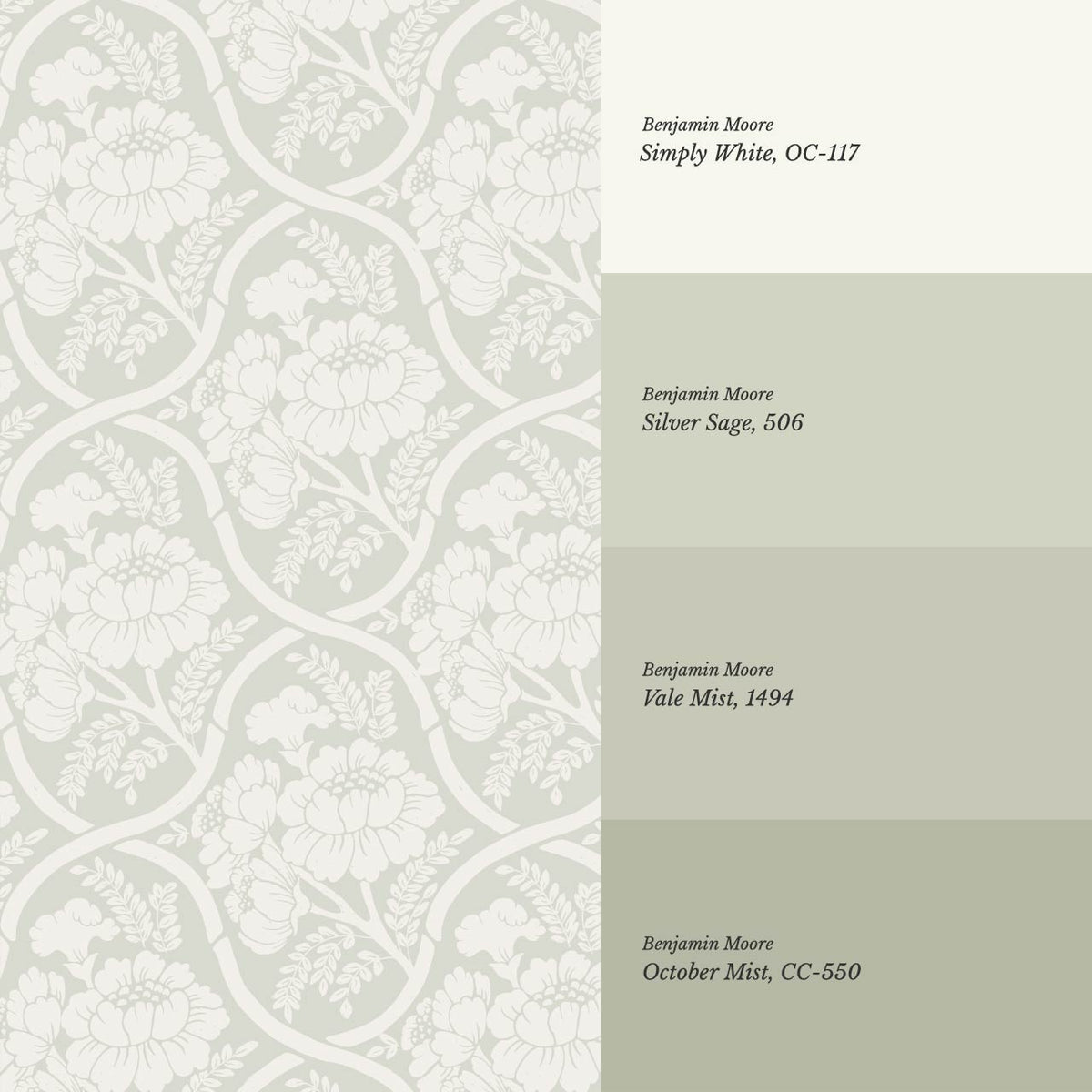 Delfina Peony Bamboo Trellis Soft Sage Cream Wallpaper
