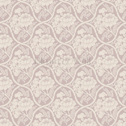 Delfina Peony Bamboo Trellis Mauve Plum Ivory Wallpaper