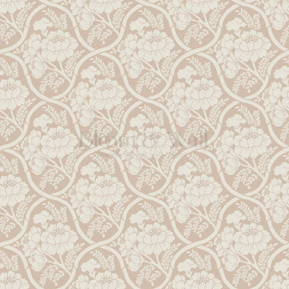 Delfina Peony Bamboo Trellis Neutral Beige Ivory Wallpaper