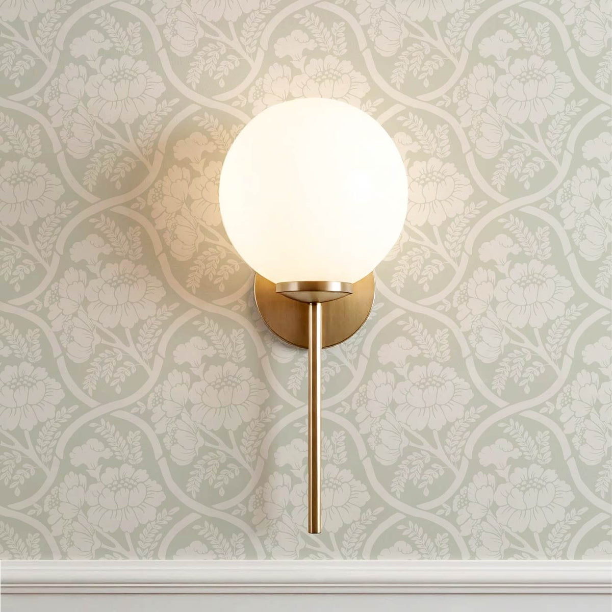 Delfina Peony Bamboo Trellis Soft Sage Cream Wallpaper