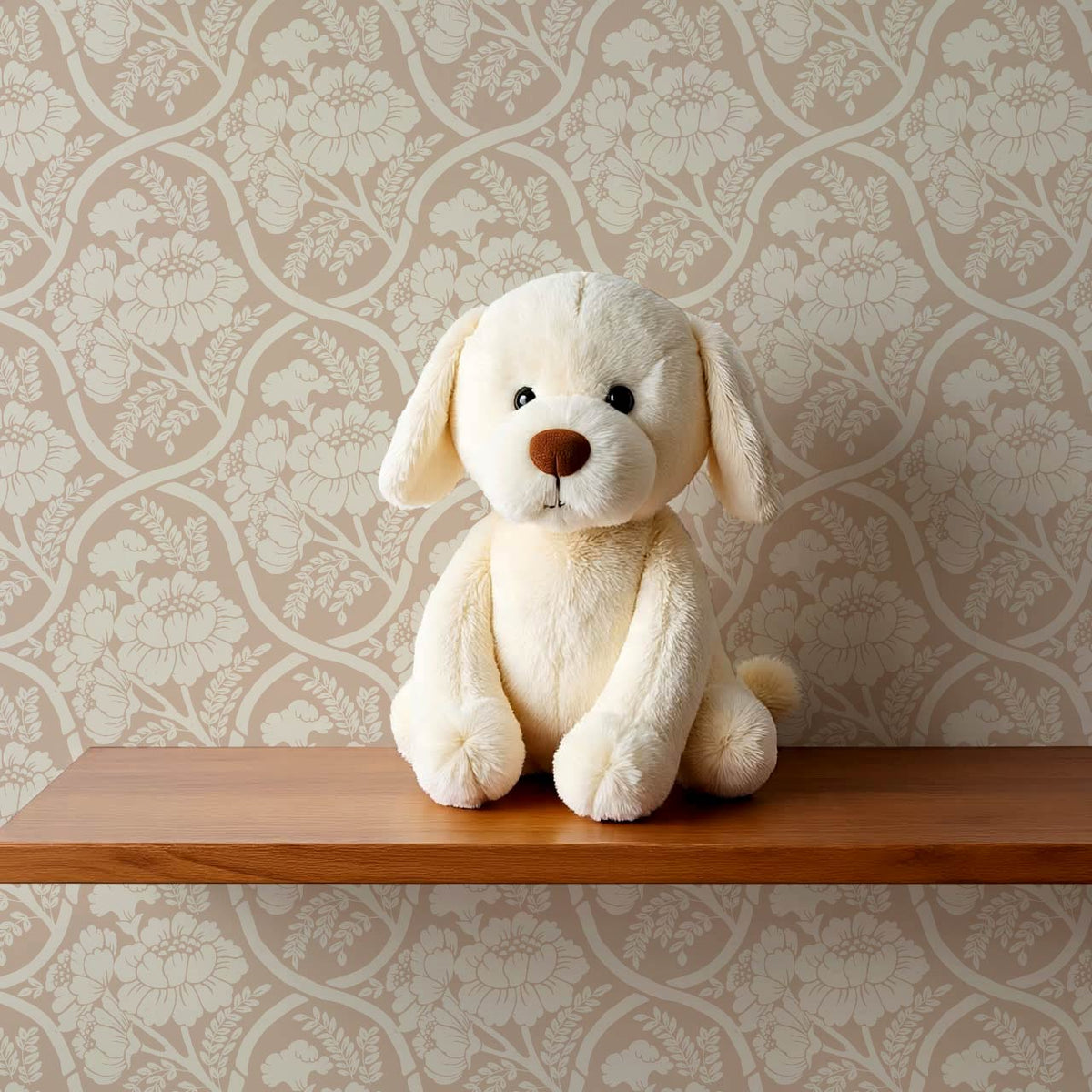 Delfina Peony Bamboo Trellis Neutral Beige Ivory Wallpaper