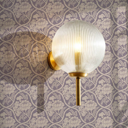 Delfina Peony Bamboo Trellis Blue Plum Beige Wallpaper