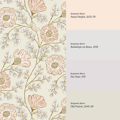 Della Flower Grove Sky Peach Lilac Wallpaper